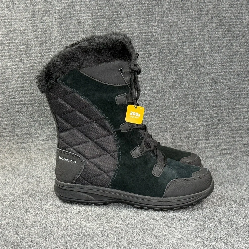 Columbia Ice‎ Maiden II Snow Boots Women's 10W Black Suede Faux Fur Winter Boots